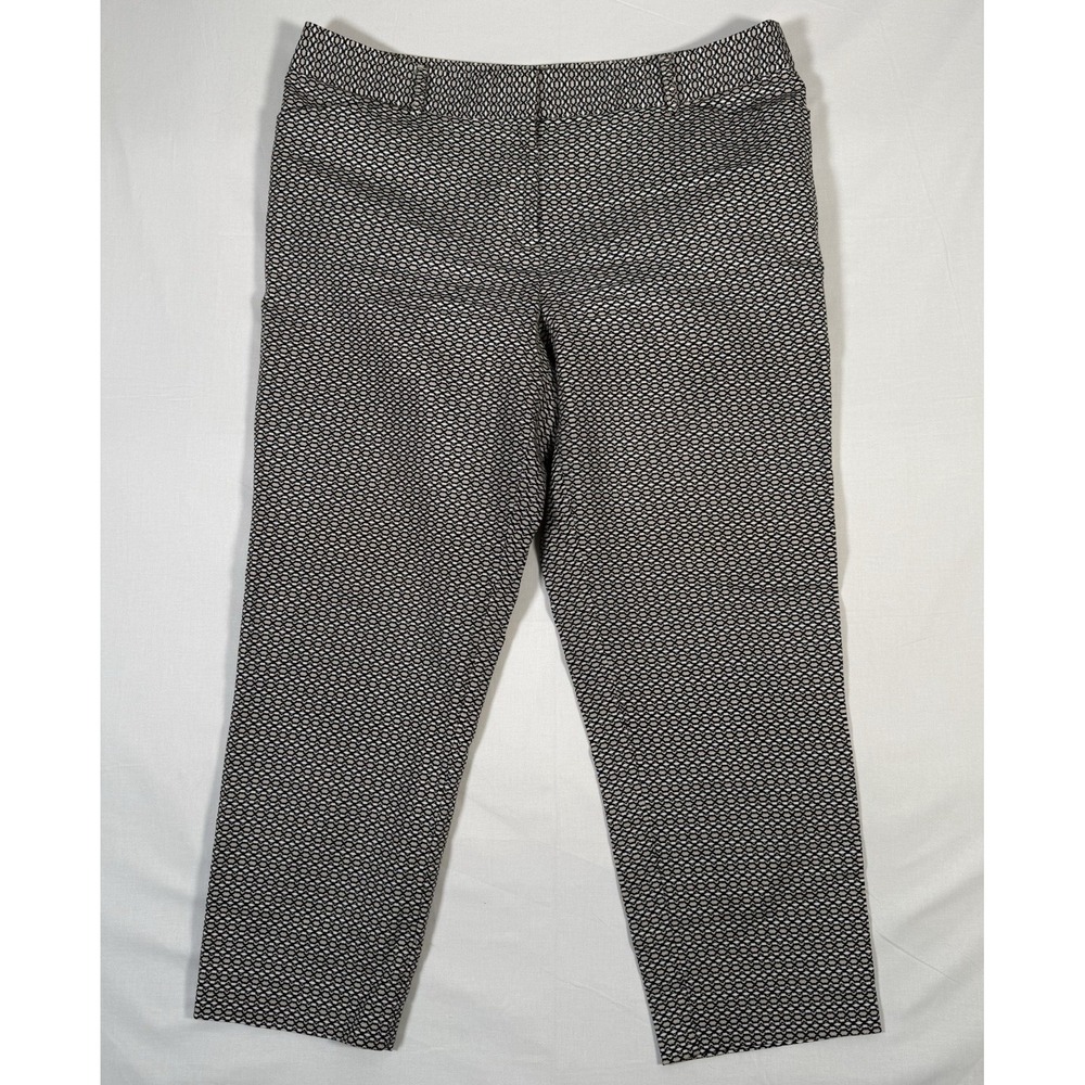 Liz Claiborne Emma Ankle Pants Black/White/Tan Geo Stretch Size‎ 12